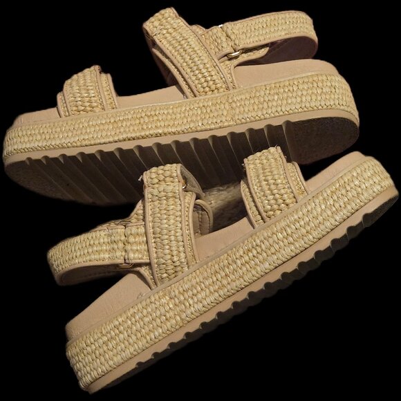 Steve Madden Platform Sandals Bigmona Natural Raffia - Picture 8 of 9